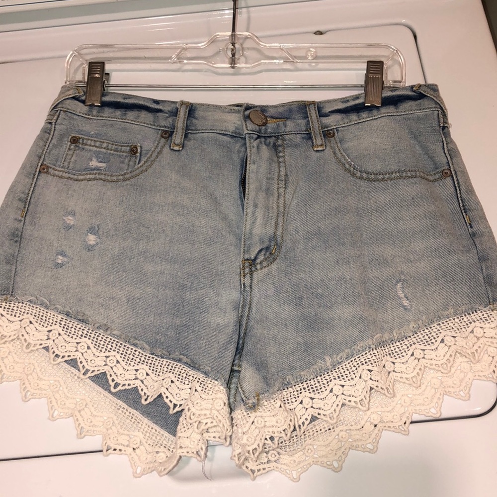 free people denim shorts